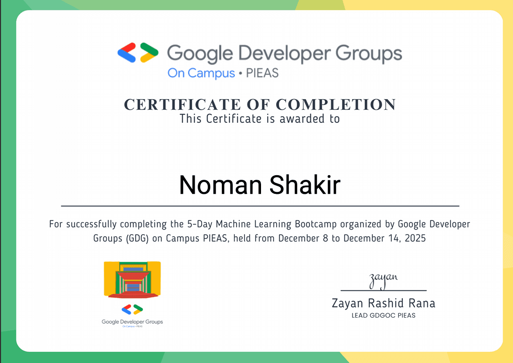 Machine Learning Bootcamp - PIEAS